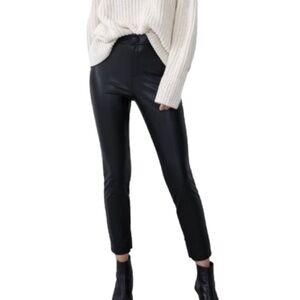 ZARA Faux Leather Slim Pant with Ankle Zippers size small